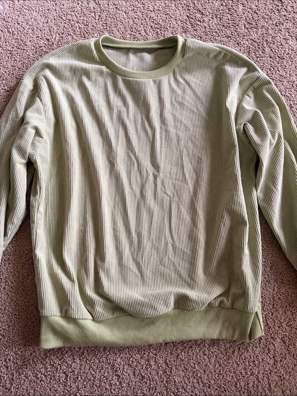 Light Sage Ribbed Crewneck Sweatshirt